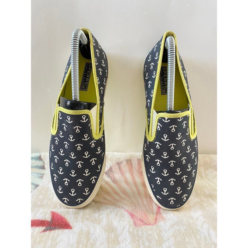 Sperry Spider Women's Slip On Casual Canvas Blue White Yellow US 9